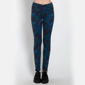 Tripp NYC ✦ Teal Floral Skinny Jeans ✦ Black Gothic Print High Rise Stretch 26